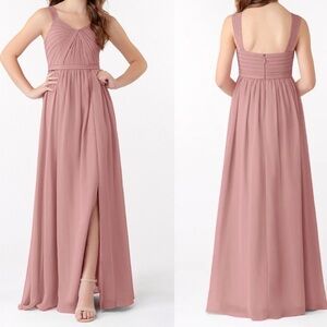 Azazie Evie Dusty Rose A-Line Pleated Chiffon Dress Bridesmaid Dress Pink Size 8